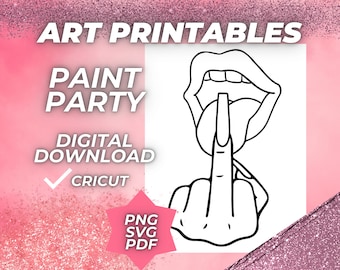 CANVAS Printables - Paint and Sip Diy Paint kits Pre drawn Outline Canvas Adult Painting Pre Sketched Art Party Painting