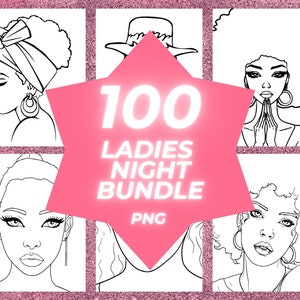 100 Ladies night Predrawn Bundle, Paint and Sip Diy Paint Party, Pre drawn Outline Canvas Adult Painting Pre Sketched Art Party Paint