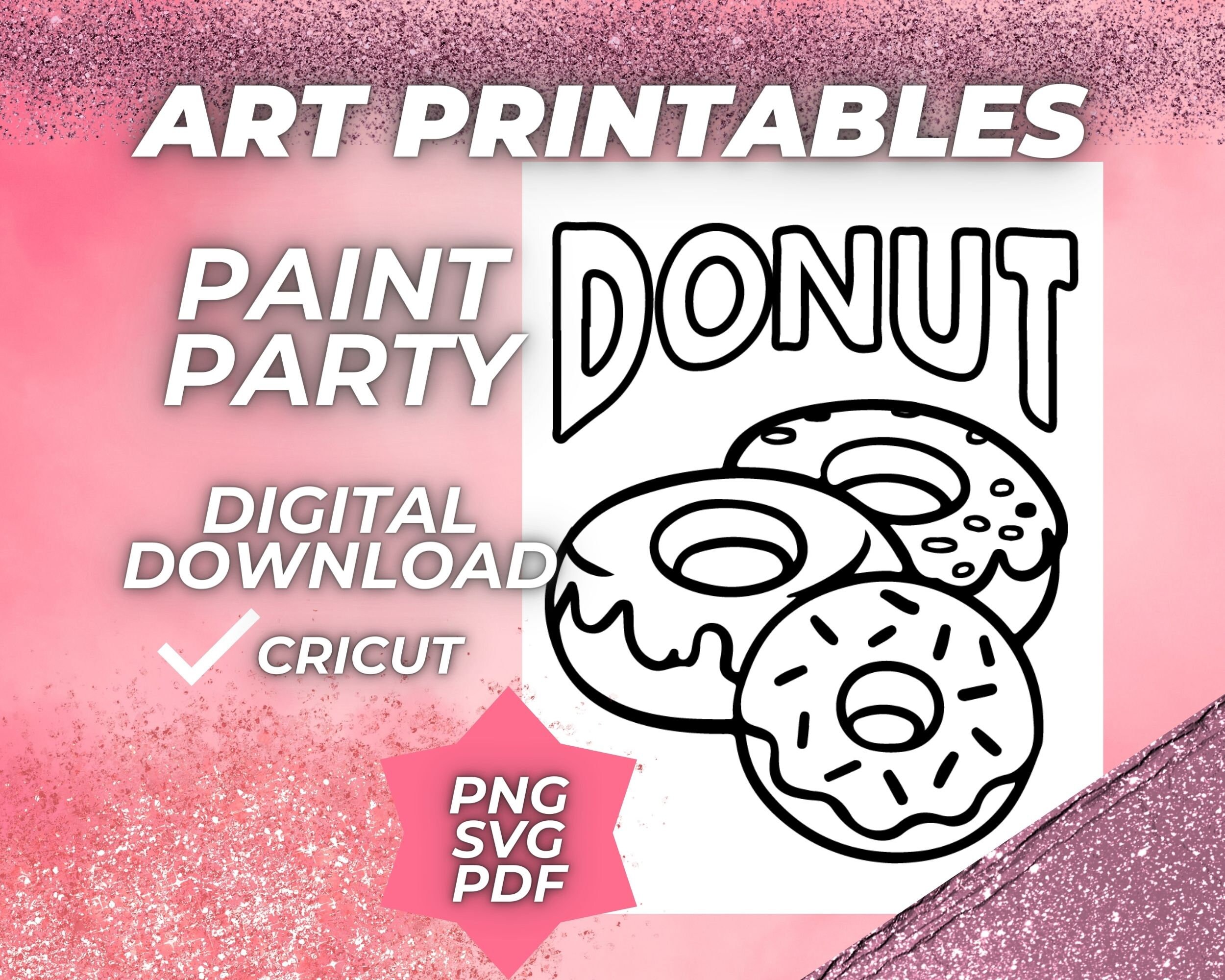 SIP and PAINT Canvas Food Donut SVG Canvas Drawing Page Kids, Paint ...