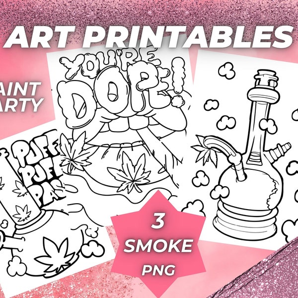 SIP and PAINT CANVAS smoke Predrawn canvas - Ladies night Out - Canvas Drawing Page - Paint Your Own - Png