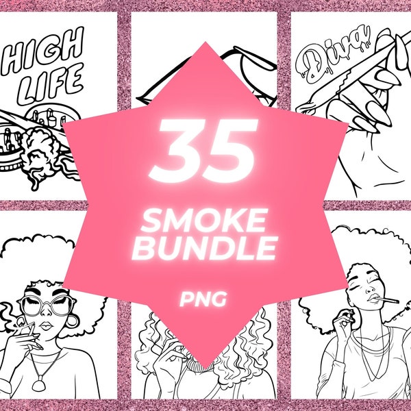 35 Smoke Ladies Predrawn Bundle, Paint and Sip Diy Paint Party, Pre drawn Outline digital Canvas Adult Painting Pre Sketched Art Party Paint