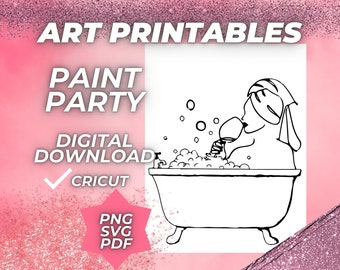Ladies night Predrawn Paint and Sip Diy Paint kits Pre drawn Painting Pre Sketched Art Party Paint