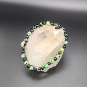 Green Dream Fire Dragon Vein and Obsidian - Handcrafted - Artisan Jewelry - Small Business