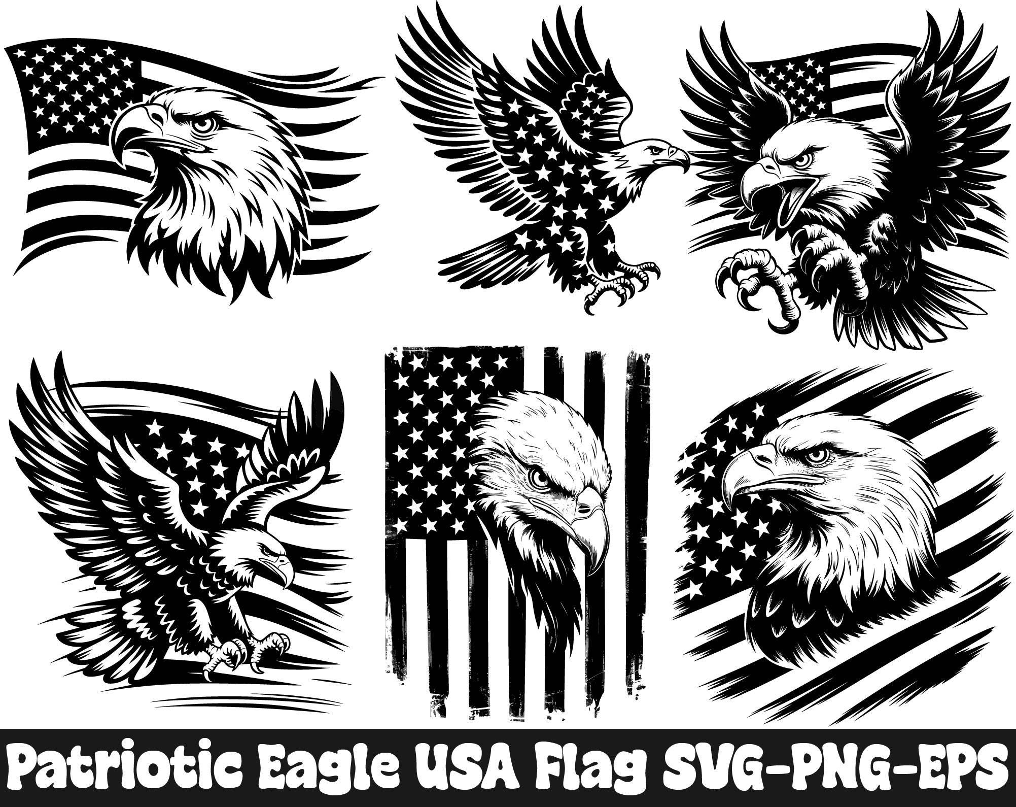 Patriotic Eagle USA Flag SVG Bundle, American Bald Eagle Design, 4th of ...
