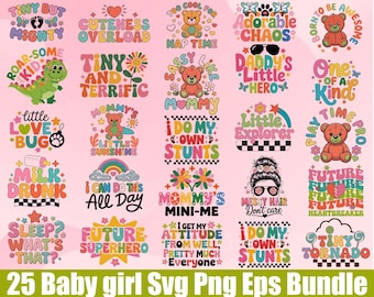 Baby girl Svg Png Bundle, Baby Boy Svg, Newborn Baby Svg, Retro Toddler Svg, Baby quotes bundle, Cute Baby Sayings Svg, Digital Download