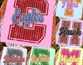 Custom Mascot Neon Striped Shirt, School Spirit Tshirt, Neon Test Day Tee, Preppy Whimsy Shirt, Back To School Shirt , Test Day
