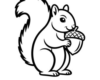Squirrel SVG Files | Cute Squirrel Cut Files, Woodland Animal Vector, Squirell SVG, Nature Clip Art, Acorn SVG, Acorn Silhouette, cricut