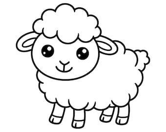 Cute Lamb Sheep Simple Line Art SVG, Sheep Svg, Cute Sheep Svg, Sheep Clipart, Sheep cut Files For Cricut, Sheep Vector, Digital file