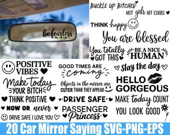 Car Mirror Saying SVG Bundle, Rearview Mirror Svg, Positive vibes svg, car mirror saying svg, inspirational quote svg, Car SVG, Cricut svg