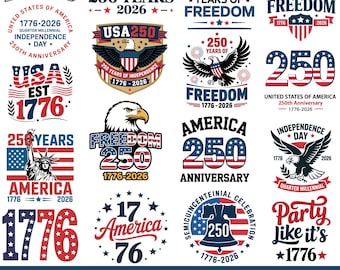 USA 250th Anniversary SVG Bundle, Patriotic Svg, We The People svg, America 250 Years 1776–2026, July 4 2026 American Flag svg, Veterans svg