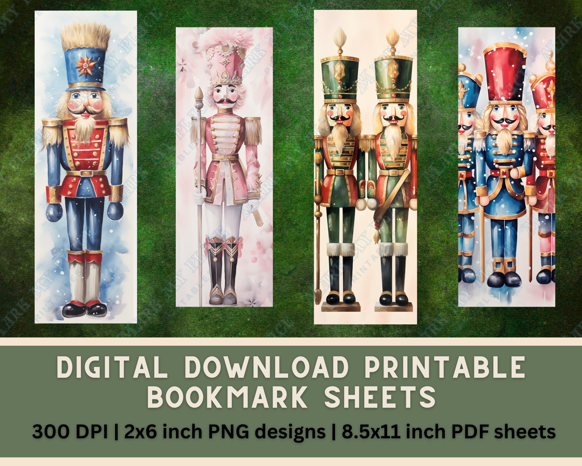 Nutcracker Printable Bookmarks PNG Bundle Beautiful Bookmark Cute