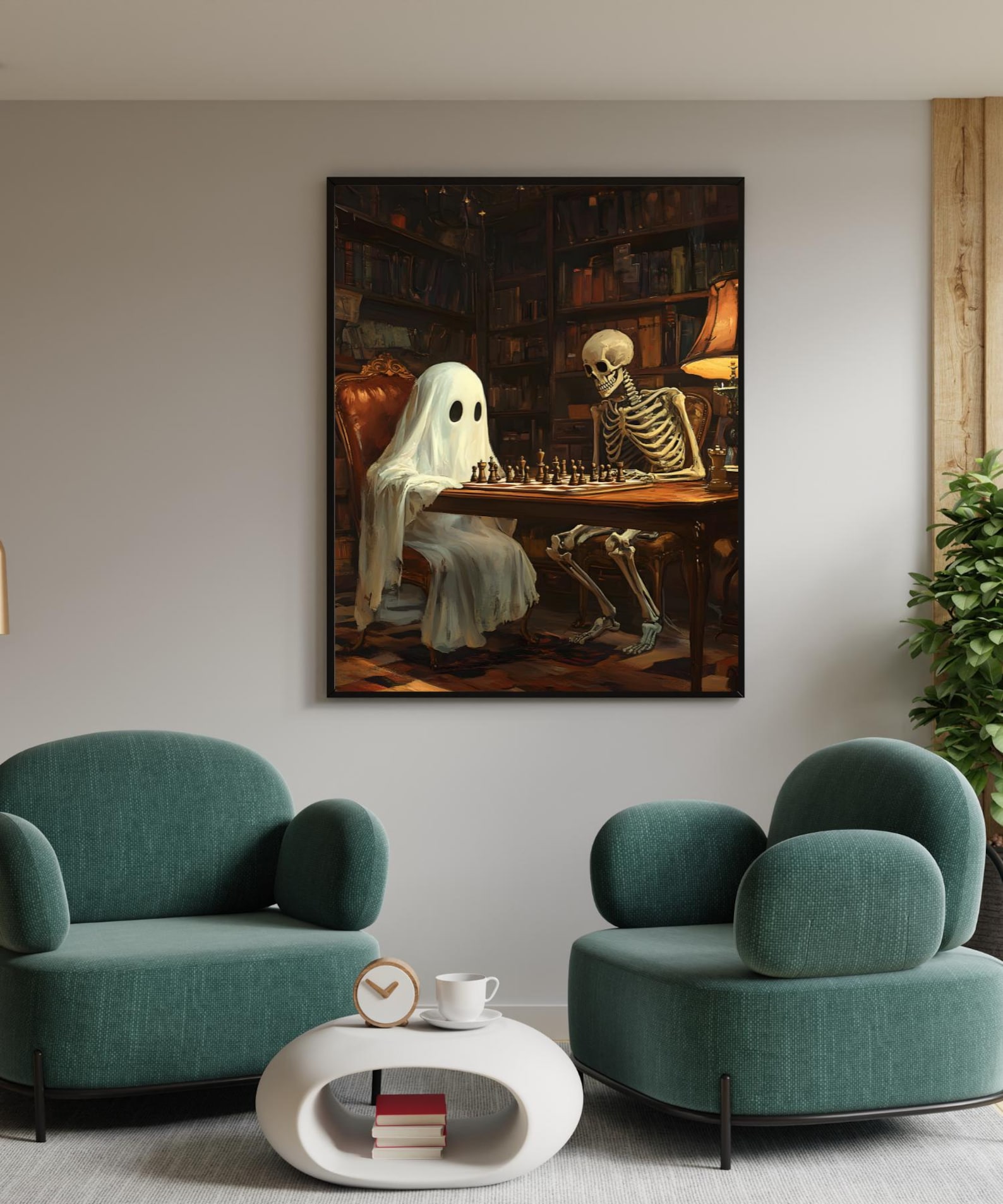 Cute Ghost and Skeleton Printable Halloween Wall Art | Spooky Season ...