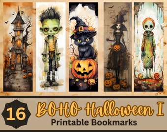 Halloween Boho Printable Bookmark Bundle I | Spooky Boho | Cute Halloween Bookmark | Print Then Cut Bookmarks | Spooky Halloween Bookmark