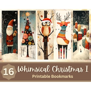 Whimsical Christmas Printable Bookmarks PNG Bundle | Holiday Printable | Christmas Bookmark | Book Lover Christmas | Print Then Cut Bookmark