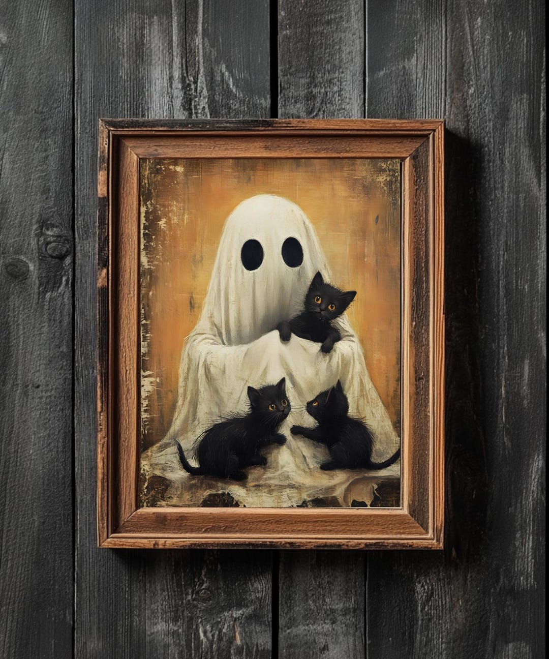 Vintage Ghost With Kittens Printable Halloween Wall Art | Cat Lover ...