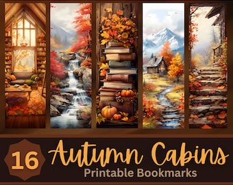 Autumn Mountain Cabin Printable Bookmark Bundle | Fall Cozy Bookmark | Print Then Cut Bookmark | Rustic Bookmark | Fall Bookmark Printable