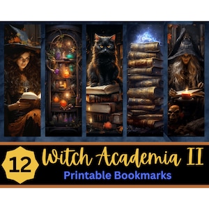 Reading Witch Printable Bookmark Bundle II | Witchcore | Halloween Academia Bookmark | Print Then Cut Bookmarks | Spooky Halloween Bookmark