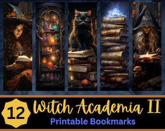 Reading Witch Printable Bookmark Bundle II | Witchcore | Halloween Academia Bookmark | Print Then Cut Bookmarks | Spooky Halloween Bookmark