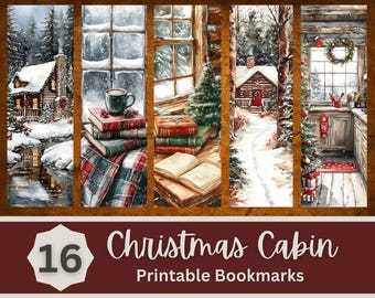 Cozy Christmas Cabin Printable Bookmark PNG Bundle | Rustic Winter Mountain Bookmark | Print Then Cut | Book Lover Stocking Stuffer