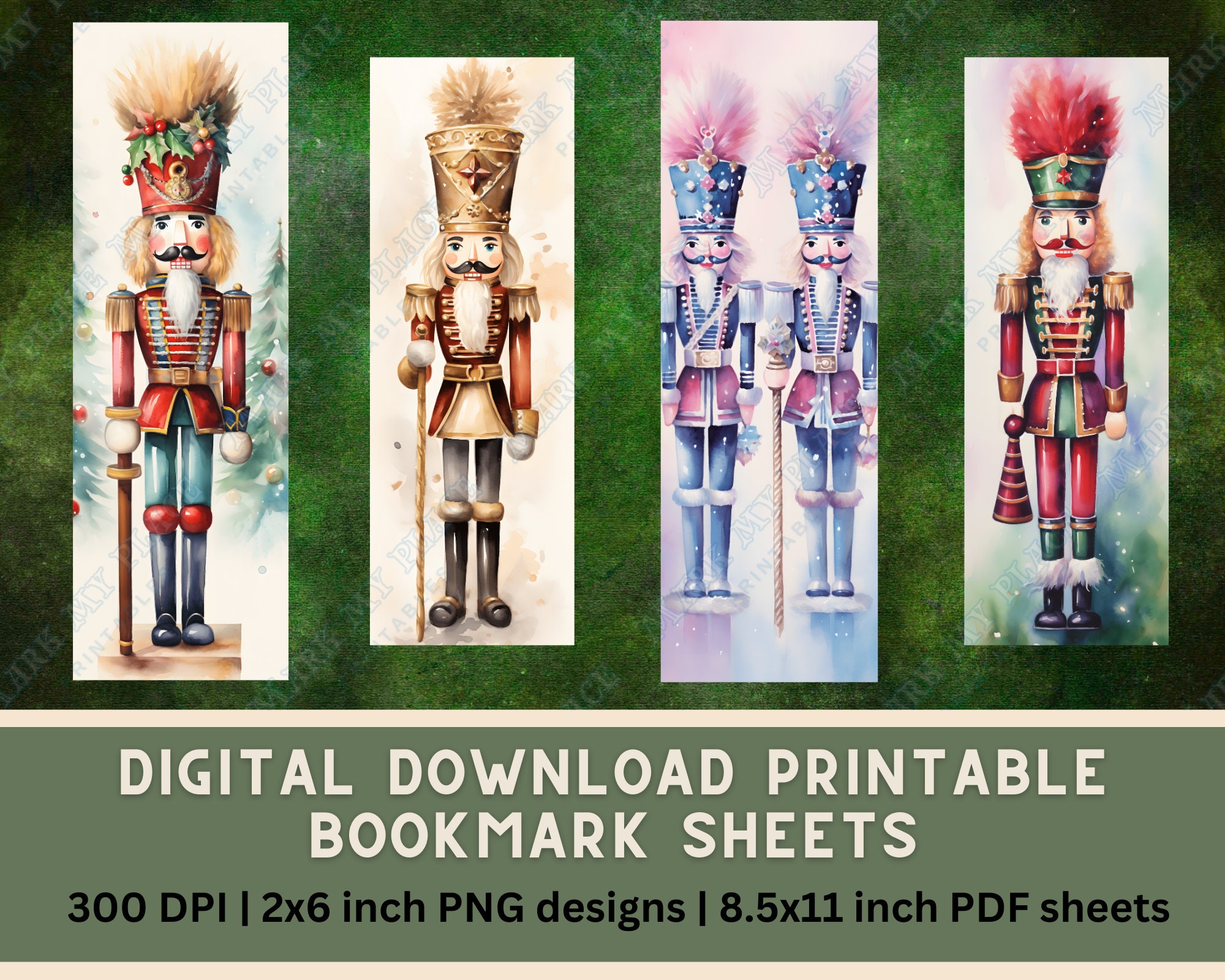 Nutcracker Printable Bookmarks PNG Bundle Beautiful Bookmark Cute