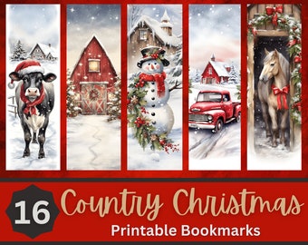 Country Christmas Printable Bookmarks PNG Bundle | Rustic Christmas Bookmark | Farm Christmas Bookmark | Print Then Cut Bookmarks