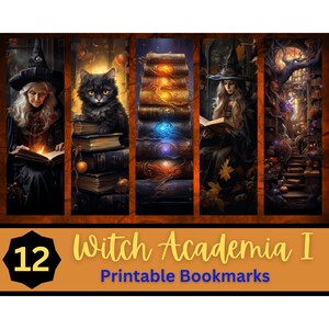 Reading Witch Printable Bookmark Bundle I | Witchcore | Halloween Academia Bookmark | Print Then Cut Bookmarks | Spooky Halloween Bookmark