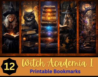 Reading Witch Printable Bookmark Bundle I | Witchcore | Halloween Academia Bookmark | Print Then Cut Bookmarks | Spooky Halloween Bookmark