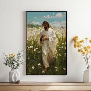 Consider the Lilies Printable Christian Wall Art | Jesus Inspirational Religious Decor Nature Faith Print | Matthew 6:28 Scripture Painting