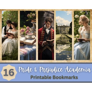 Pride and Prejudice Printable Bookmarks PNG Bundle | Jane Austen Bookmark | Victorian Academia Bookmark | Print Then Cut Bookmarks