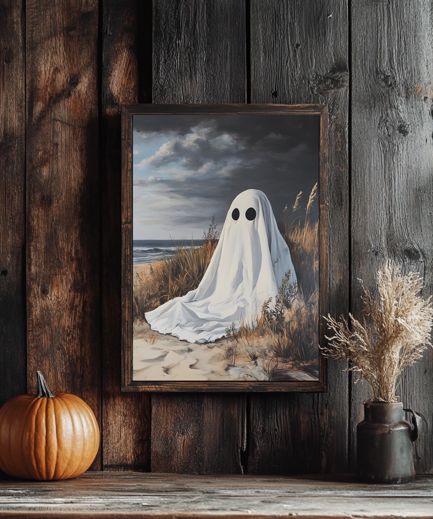 Ghost at the Beach Halloween Printable Wall Art | Dark Moody Halloween ...