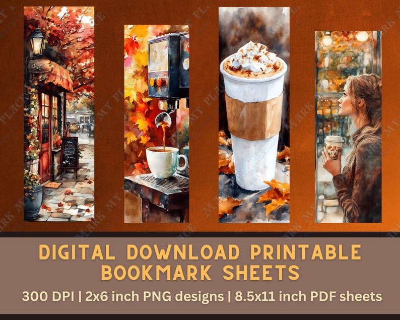 Cozy Fall Coffee Printable Bookmarks | Pumpkin Spice Bookmark | Fall ...