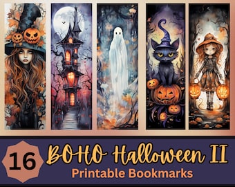 Halloween Boho Printable Bookmark Bundle II | Spooky Boho | Cute Halloween Bookmark | Print Then Cut Bookmarks | Spooky Halloween Bookmark