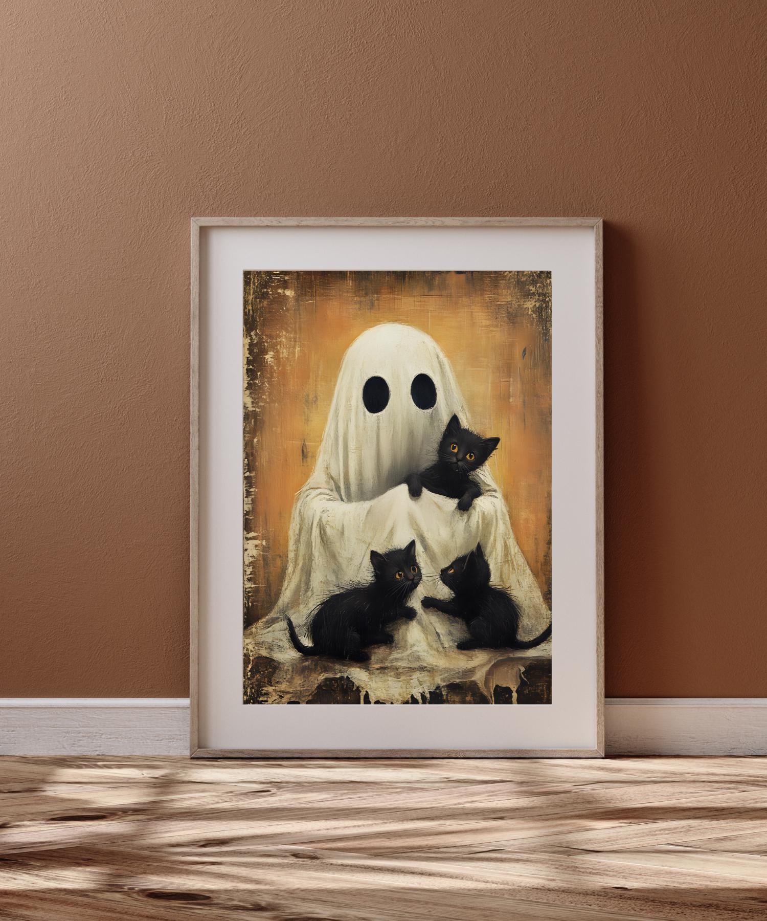 Vintage Ghost With Kittens Printable Halloween Wall Art | Cat Lover ...