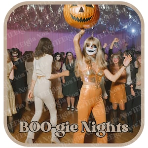 BOO-gie Nights 70s Retro Groovy Cool Halloween Dance Floor Disco Ball PNG File