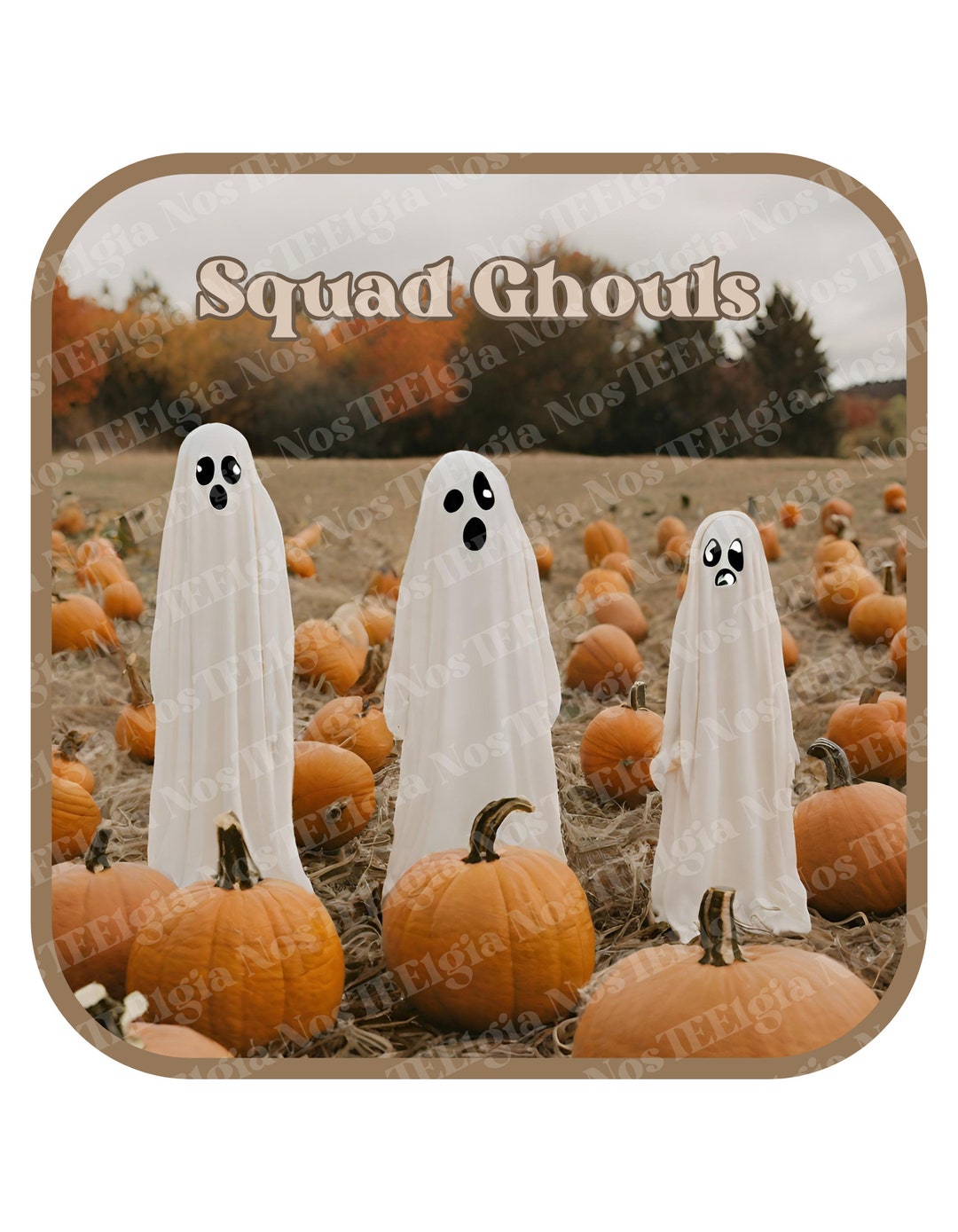 Squad Ghouls 70s Retro Groovy Cool Pumpkin Patch Sheet Ghost Halloween ...