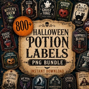 Vintage Halloween Apothecary Labels Bundle: 800+ Potion Stickers (Digital Download)