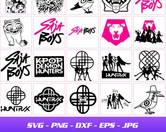 50 Huntrix Kpop Demon Hunters SVG, PNG, DXF, eps Clipart, Cricut, Digital Vector Cut Files Instant Download