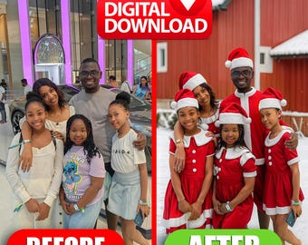 Edición de fotos navideñas: Agregar o quitar personas, cambiar el fondo (Descarga digital)