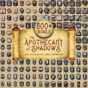 Paket med vintage Halloween-apoteksetiketter: 800+ trolldrycksetiketter (digital nedladdning)