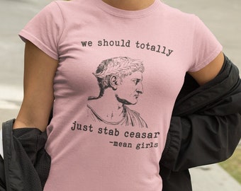 Boyfriend Tee - 'We Should Totally Stab Caesar' - Mean Girls Quote in 7 colors