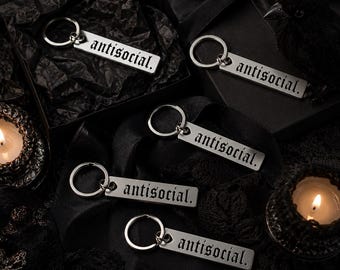 Antisocial Goth Stainless Steel Keychain