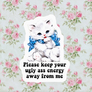 Adesivo Ugly Energy Cat - Impermeabile e durevole - Design carino e impertinente