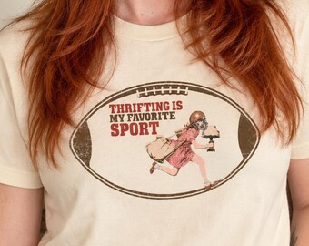 Thrifting Is My Favorite Sport Shirt, Comfort Colors Retro Football Graphic
