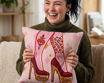 Over You Retro High Heel Throw Pillow