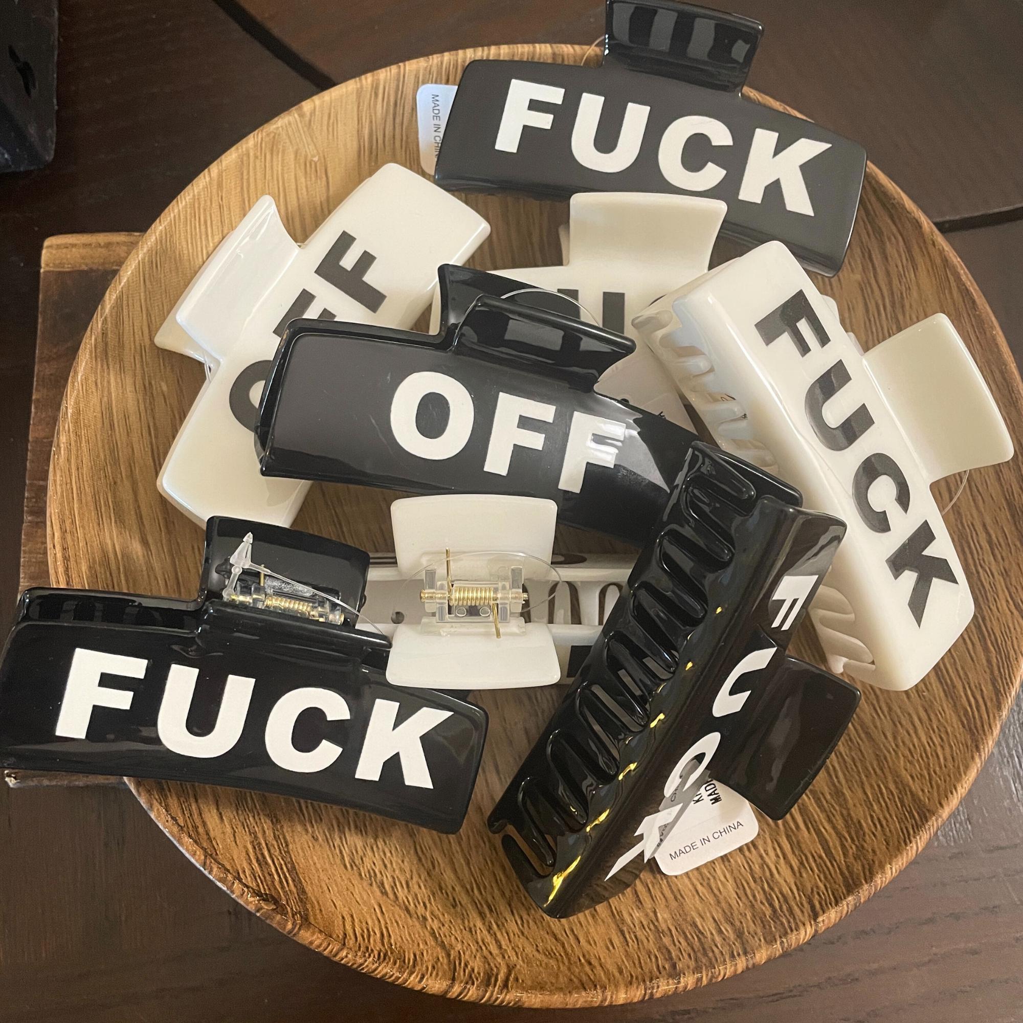 Bold Black or White Fuck off Hair Clip in Velvet Moon  display picture 1