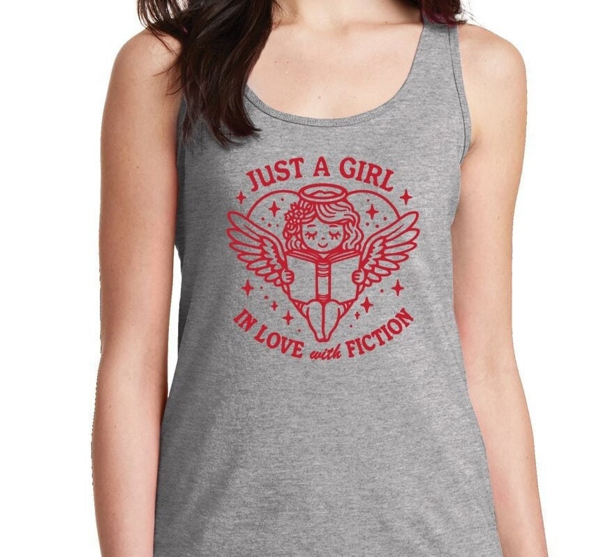 Débardeur doux pour femme - Just a Girl in Love with Fiction - T-shirt de lecture d'été Gildan