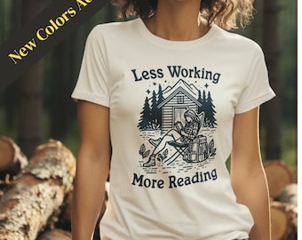 Unlock Adventure: Retro Tee in 6 Colors | Less Working More Reading Design for Camp & Outdoor Enthusiasts