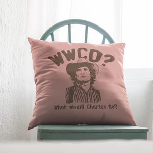 WWCD? What Would Charles Do? Western Throw Pillow Funny Vintage-Inspired Home Decor