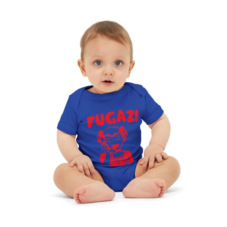 Fugazi Baby Romper, Airlume Cotton Infant Onesie, Newborn Jumpsuit, Cute Toddler Outfit, Gender Neutral Baby Bodysuit True Royal