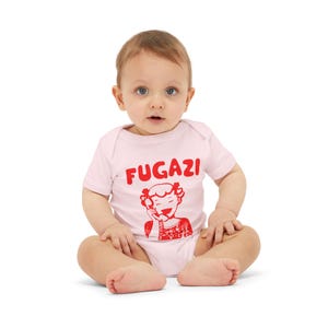 Fugazi Baby Romper, Airlume Cotton Infant Onesie, Newborn Jumpsuit, Cute Toddler Outfit, Gender Neutral Baby Bodysuit Pink